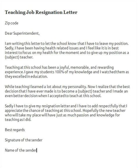 Resignation Letter For A Teacher Beautiful 65 Sample Resignation