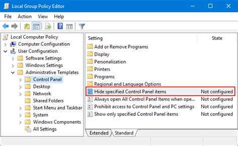 How To Hide Specific Control Panel Items In Windows 10 8 7
