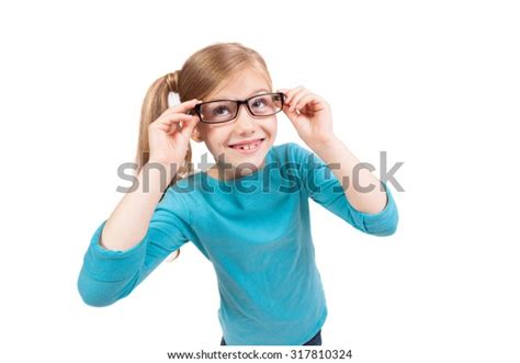 Cute Schoolgirl Glasses On White Background Stock Photo 317810324