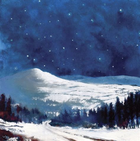 Snowscape By Night Mountain Landscape Painting Night Sky Painting