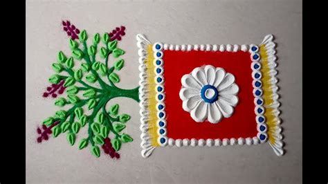 Very Easy And Simple Rangoli For Tulsi Vivah By Using Spoon Beautiful