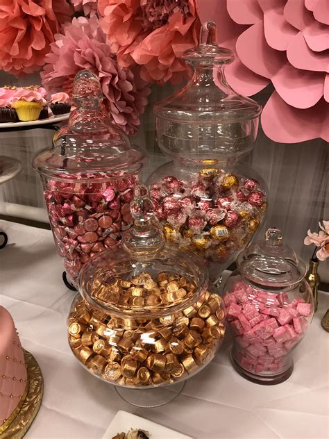 Candy Buffet Dessert Table Pink And Gold Birthday Party Decor