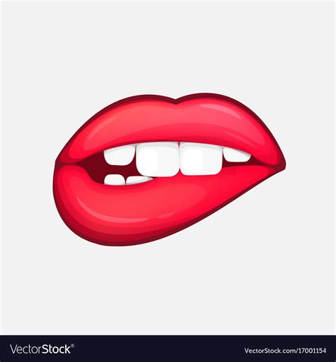 sexy female lips isolated character in cartoon vector image