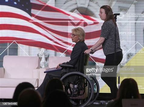 Education Secretary Betsy Devos Arrives In A Wheelchair To Speak At