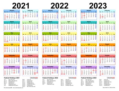 Printable Calendar 2021 2023 Calendar Printables Free Blank