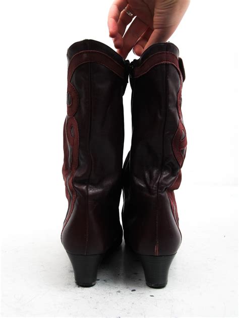 80s Women Ankle Boots Vintage Burgundy Boots High Heel Etsy