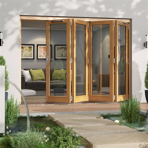 Golden Oak Timber Glazed Folding Patio Door H2094mm W2994mm