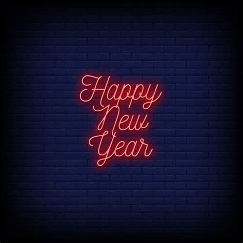 Happy New Year Neon Signs Style Text Vector 2241419 Vector Art At Vecteezy