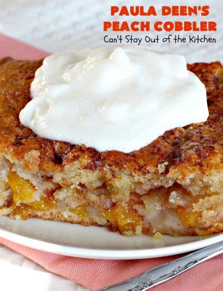 Combine the peaches, 1 cup sugar, and water in a saucepan and mix well. Paula Deen's Peach Cobbler - Can't Stay Out of the Kitchen