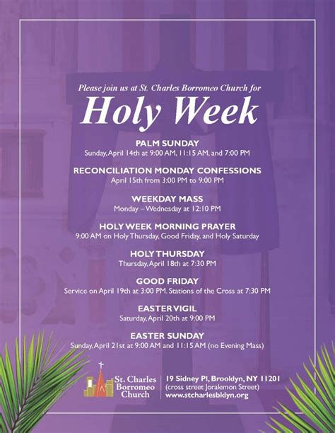 Holy Week 2019 Schedule St Charles Borromeo Church