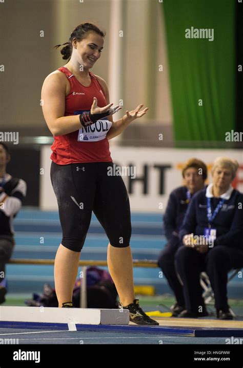 Womens Shot Put British Athletics Indoor Team Trials 2017 Stock Photo