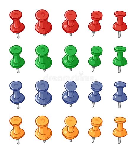 Set Of Push Pins Stock Vector Illustration Of Desk Collection 49397157