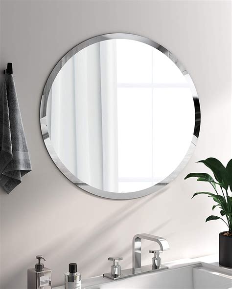 The Better Bevel Round Frameless Wall Mirror Vanity 30 Inch Diameter Circle Bedroom Mirror