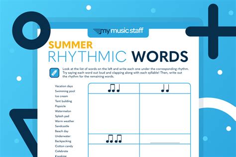 Summer Rhythmic Words My Music Staff Resources
