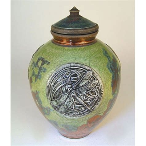Raku Dragon Fly Urn For Ashes Ceramic Cremation Urn Urn Ceramic Urn