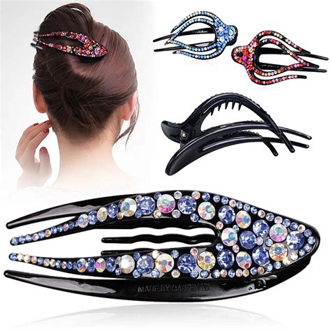 Popular 1pc Korean Crystal Heart Rhinestones Hair Clips Women Girls