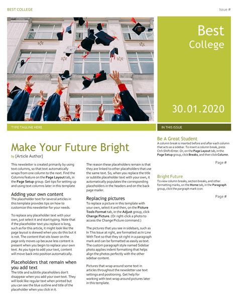 PDF Of Green College Newsletter Pdf WPS Free Templates