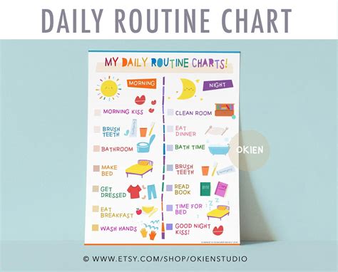 Visual Schedule Toddler Kids Daily Routine Chart Printable