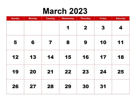 Download March 2023 Printable Calendar Blank Templates Pdf