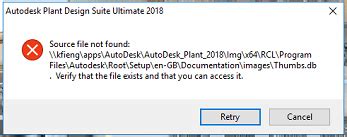 Autodesk 제품이 설치되지 않음 소스 파일을 찾을 수 없음 Thumbs db