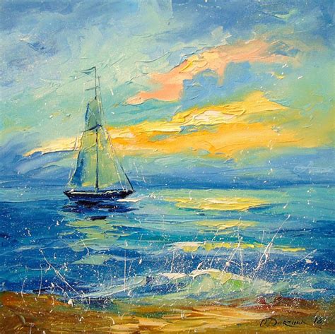 Sailboat At Dawn Paintings By Olha Darchuk