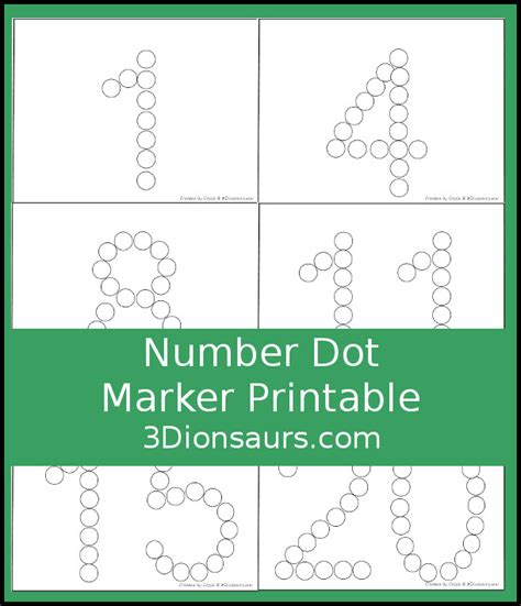 Find your free dot marker printables here! Number Dot Marker Printable: 1 to 20 | 3 Dinosaurs | Dot markers, Dot marker printables ...