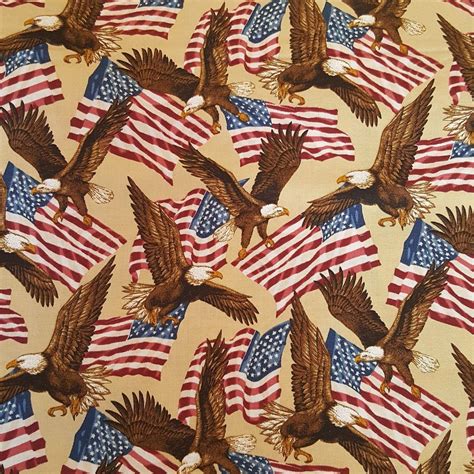 American Eagles Fabric 3 Colorways Patriotic Qov Sold By Etsy Eagle