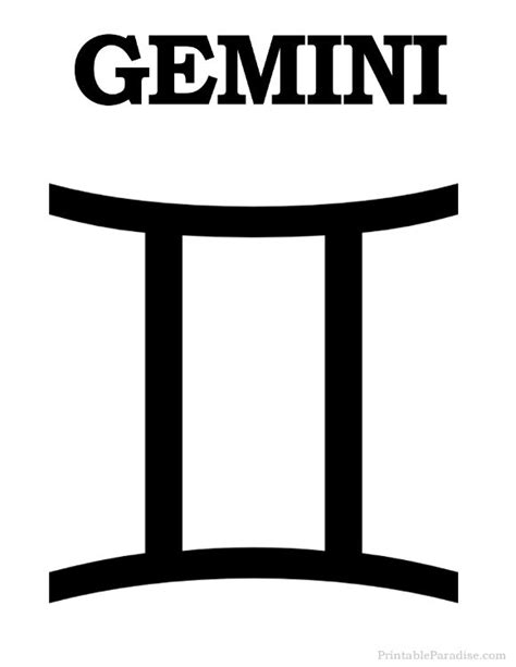Printable Gemini Zodiac Sign Print Gemini Symbol Gemini Symbol Zodiac Signs Gemini Zodiac