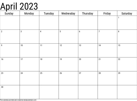April 2023 Calendar With Notes Handy Calendars