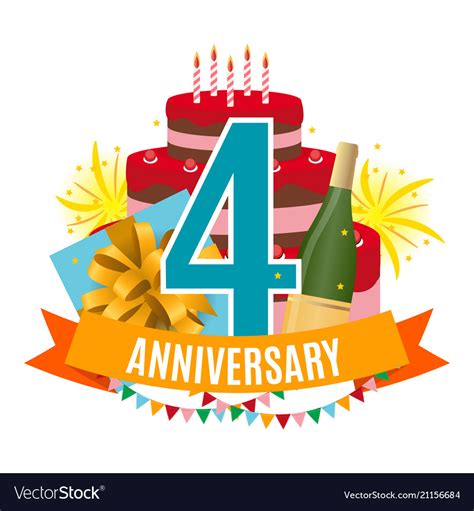 Template 4 Years Anniversary Congratulations Vector Image