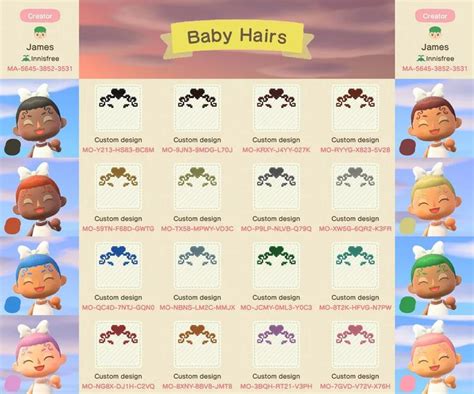 An Image Of Baby Hair Styles For The Game Animal Crossing New Leaf