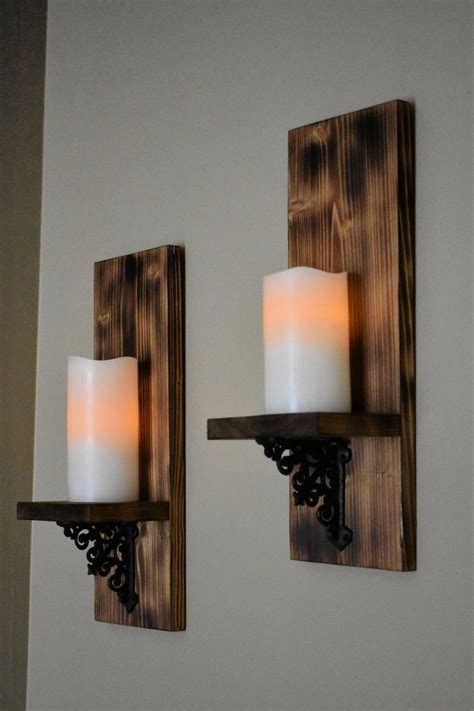 Wooden Candle Sconce Rustic Wall Decor Wall Candle Holder Etsy In