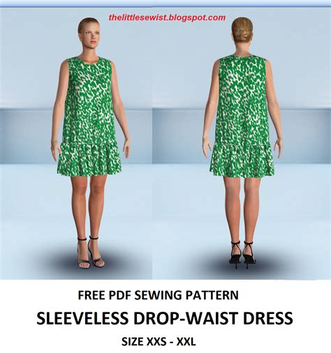 Free Pdf Sewing Pattern Sleeveless Drop Waist Dress Tiana S Closet