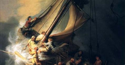 Be still!* the wind ceased and there was great calm. Jesus Sleeping In The Boat rembrandt | Christ Sleeping in ...