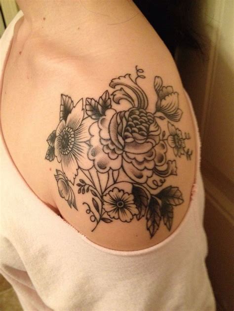Love This Good Black And Gray Floral Flower Tattoo On