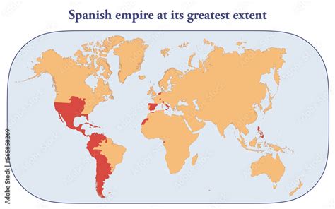 Map Of The Spanish Empire At Its Greatest Extent In 1790 Stock