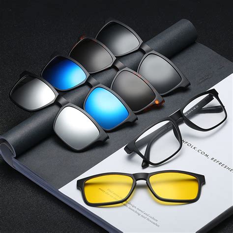 6 In 1 Custom Men Women Polarized Optical Magnetic Sunglasses Clip