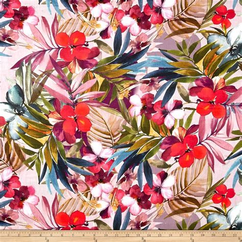 Telio Digital Printed Linen Tropical Floral Multi From Fabricdotcom