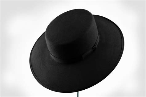 Black Bolero Wide Brim Flat Crown Fur Felt Bolero Hat Men