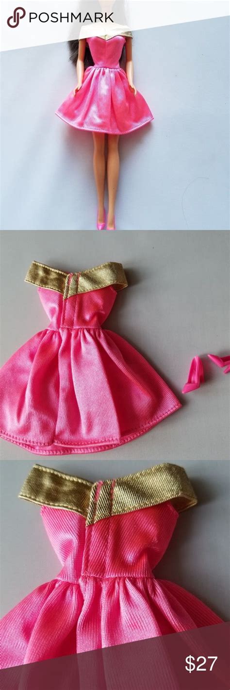 mattel genuine barbie doll outfit pink dress shoes hot pink party dresses pink dress shoes