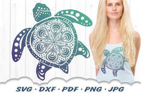 Sea Turtle Mandala Svg Dxf Cut Files