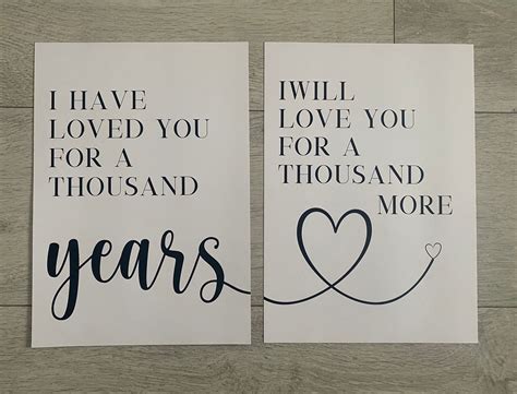 Love Prints I Have Loved You For A Thousand Years Song Quote Etsy