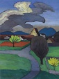 Gabriele Münter (1877-1962) , Bäumende Wolke über der Burg, Murnau ...