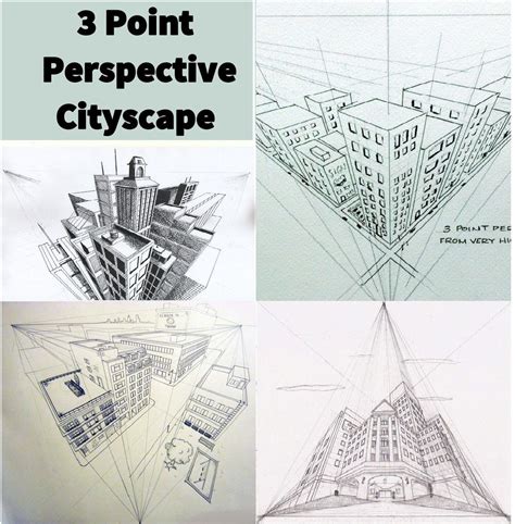 Three Point Perspective Cityscape Drawings With The Words 3 Point