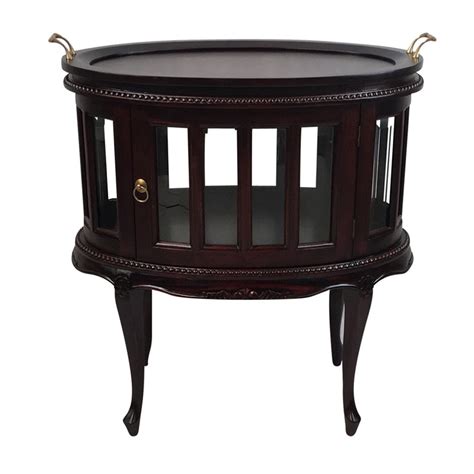 Solid Mahogany Wood Oval Tea Table With Glass Turendav Australia