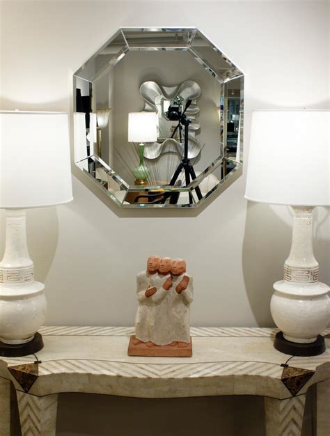 Elegant 8 Sided Mirror With Double Bevel 1960s