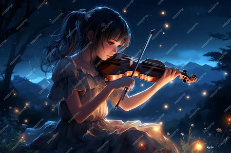 Premium Photo | Moonlit Melody Anime Girl's Haunting Nocturne