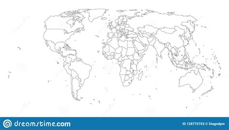 World Countries Blank Map Isolated Stock Vector
