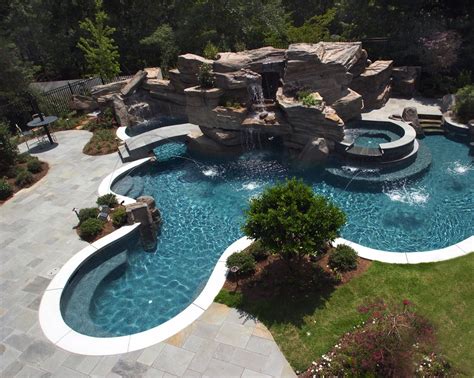 Inground Pool With Waterfall Scandinavian House Design