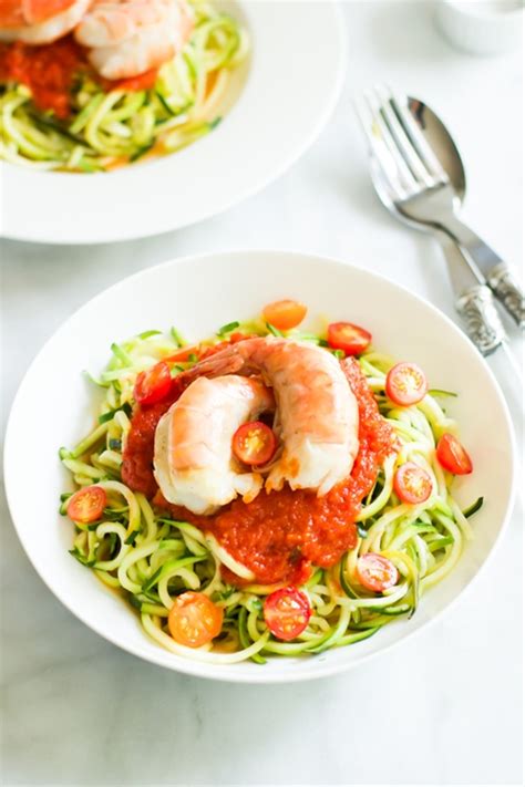 Zucchini Noodles With Tomato Sauce And Shrimp Recipe Chefthisup